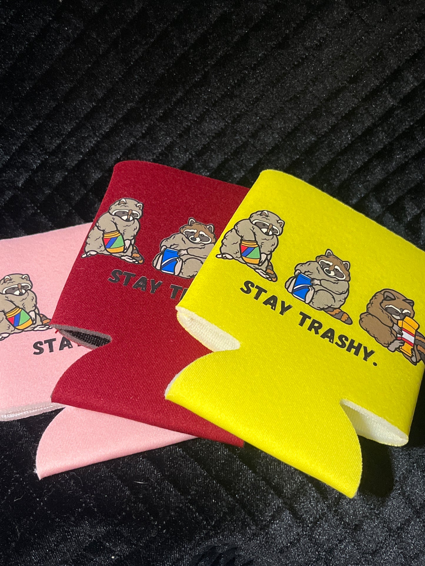 stay trashy can coozie