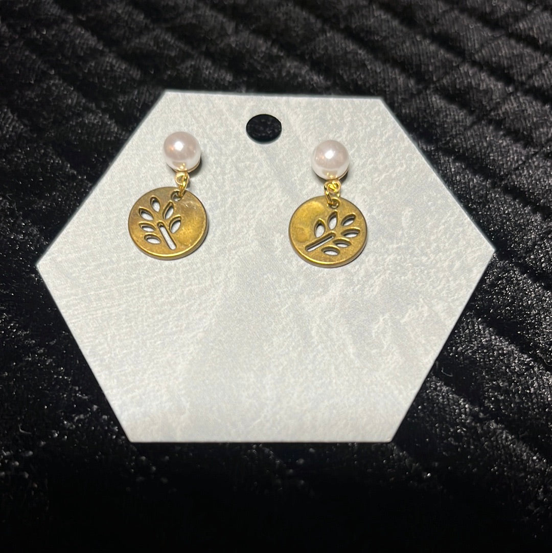 antique botanical charmed studs