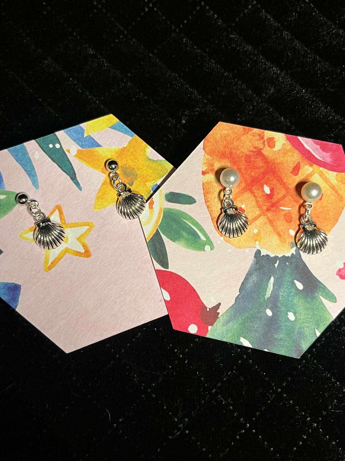 seashell charmed studs
