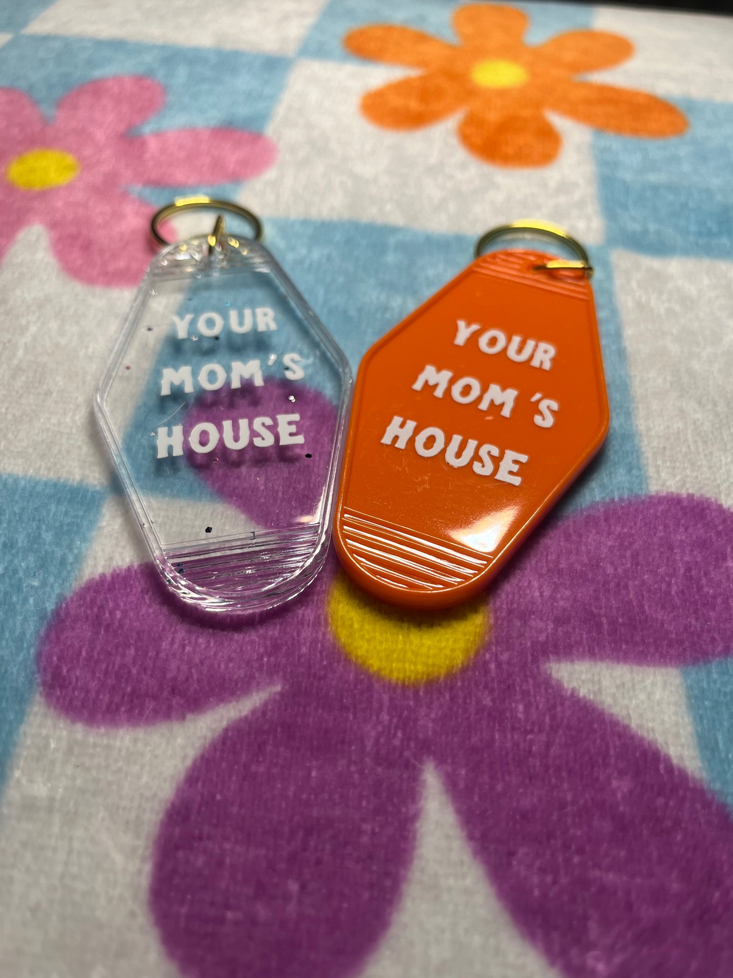 your mom’s house motel keychain